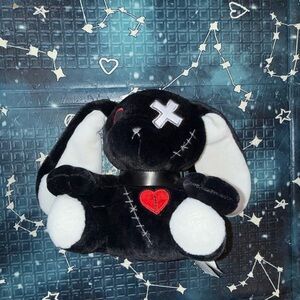 Black Faux Fur Coat Maddy - Dark Punk Rabbit Plush Toy